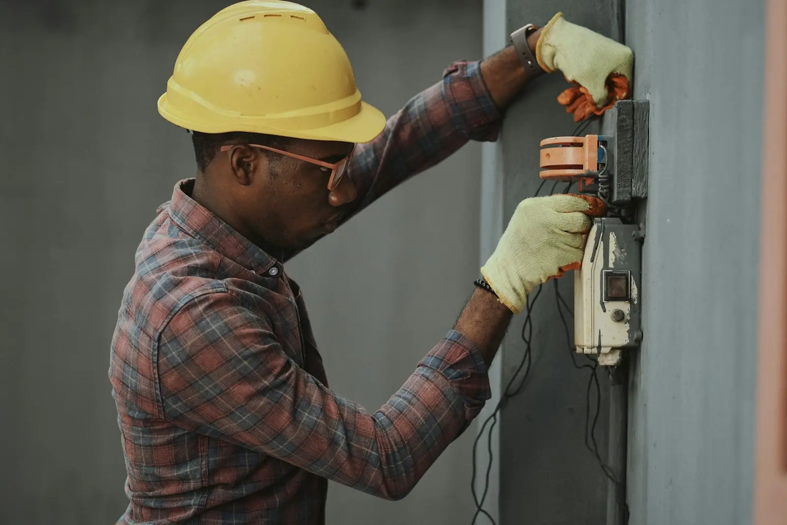 Electrician working on wiring
